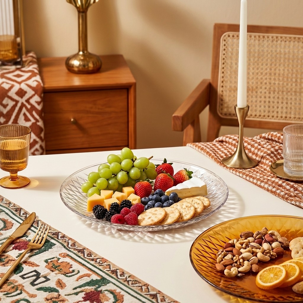 Food Platter Snacks - Doorzichtige plastic serveerschaal, ronde fruitbord, onbreekbare